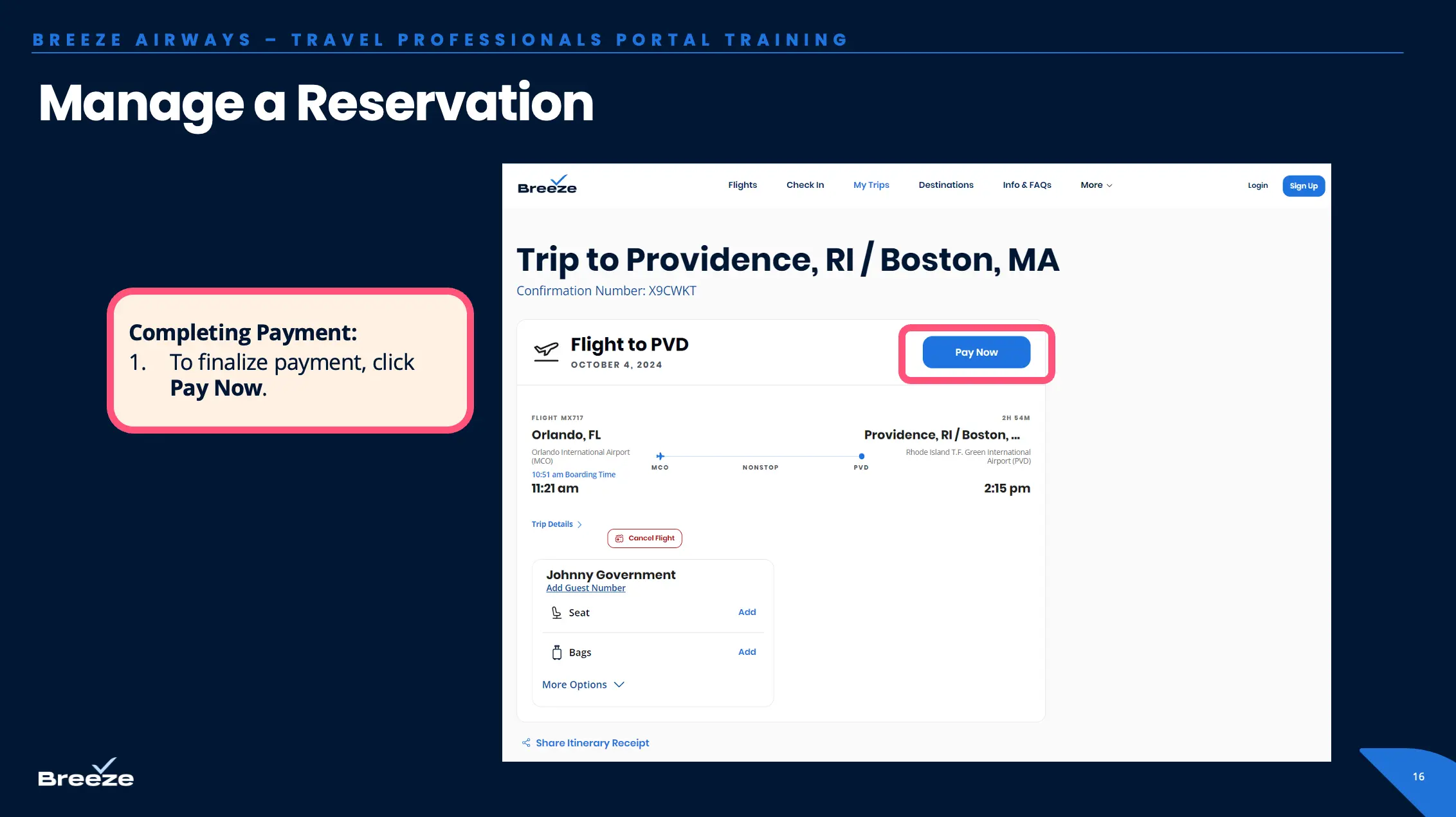 Start payment process by clicking Pay Now