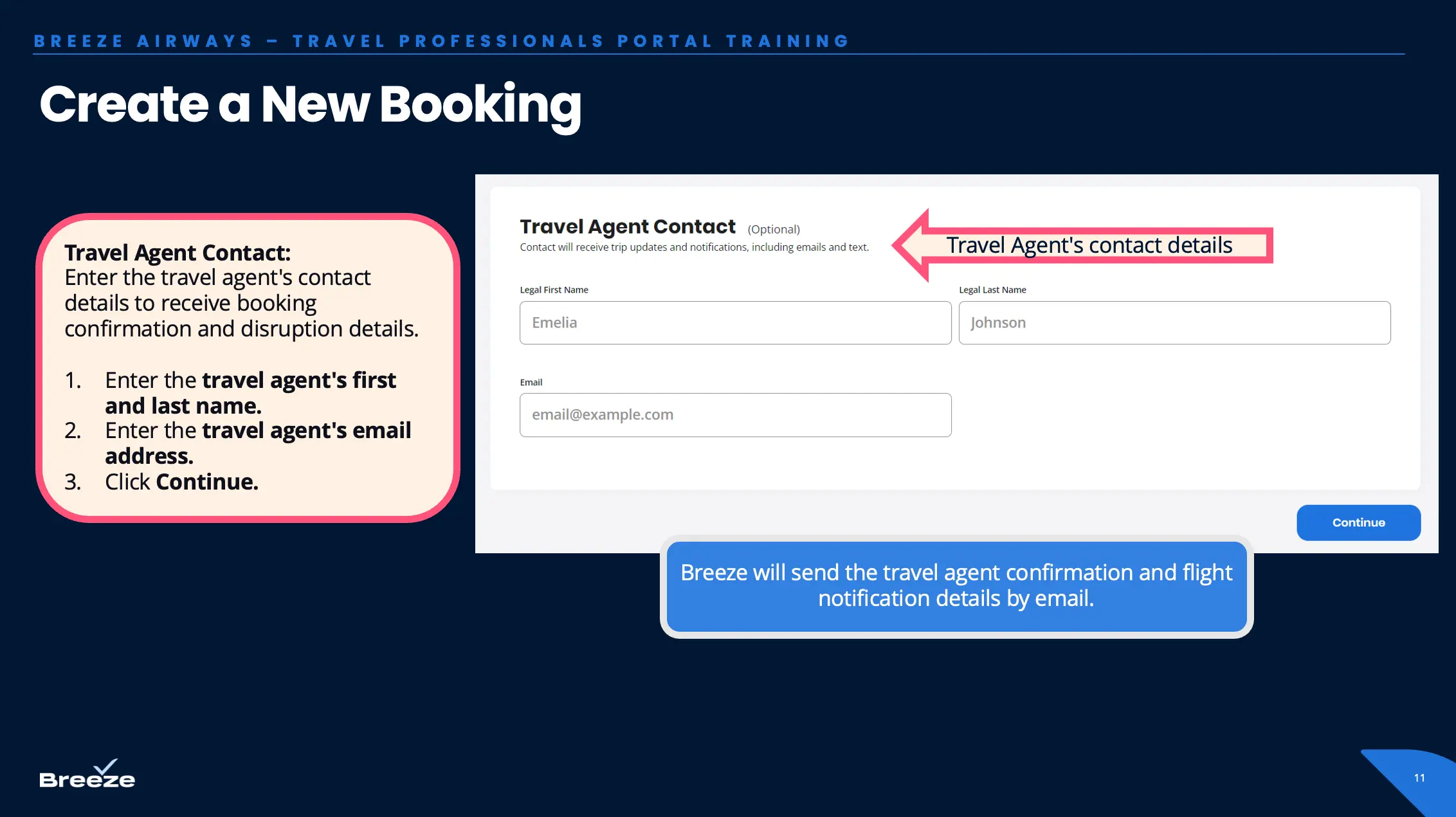 Passenger contact info entry