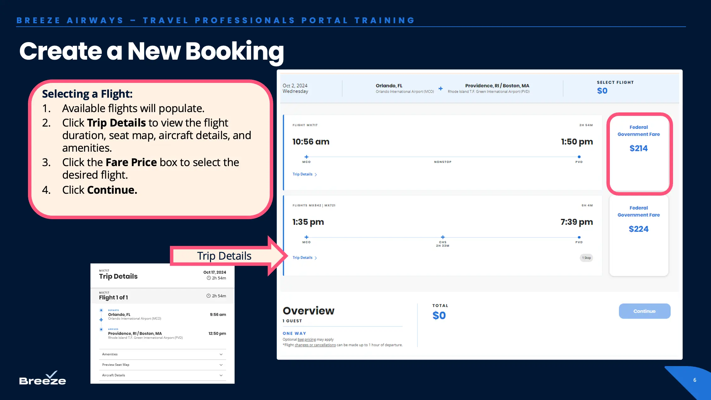 Select an available fare
