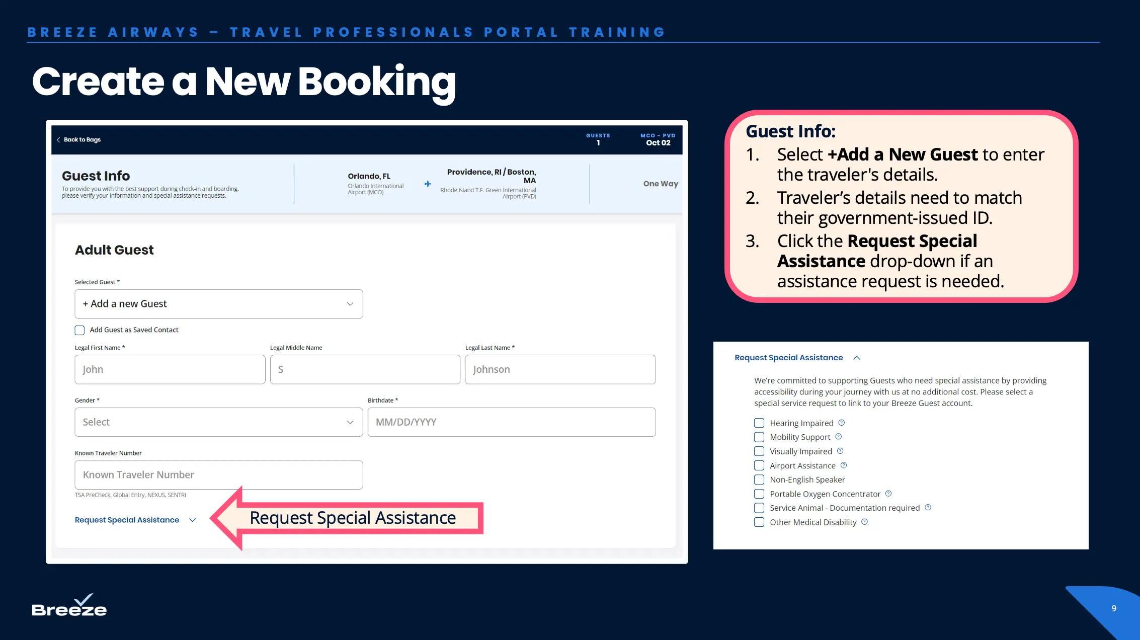 Input passenger information